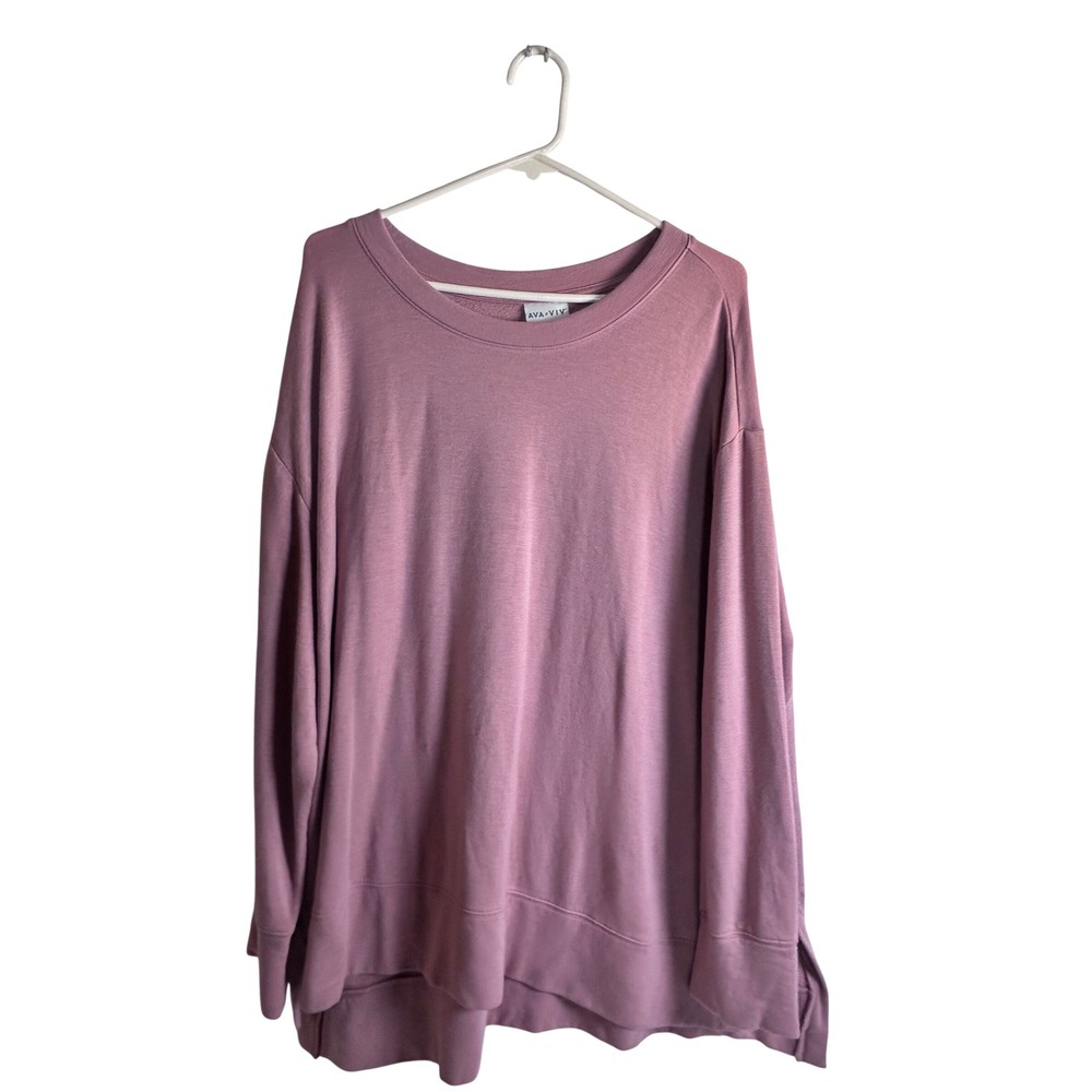 Ava & Viv Sweatshirt 3X Mauve Pink Long Sleeve Crew Neck Plus Size Women